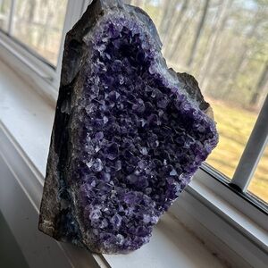 Natural Amethyst Crystal Geode - Deep Purple Home Accent